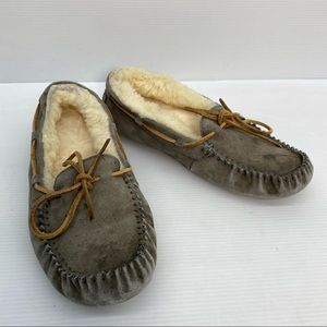 UGG Gray Fur Dakota Slip On Shearling Moccasin